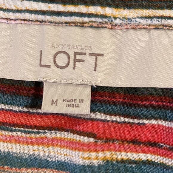 LOFT Ann Taylor colorful striped short sleeve top size M - Picture 4 of 7